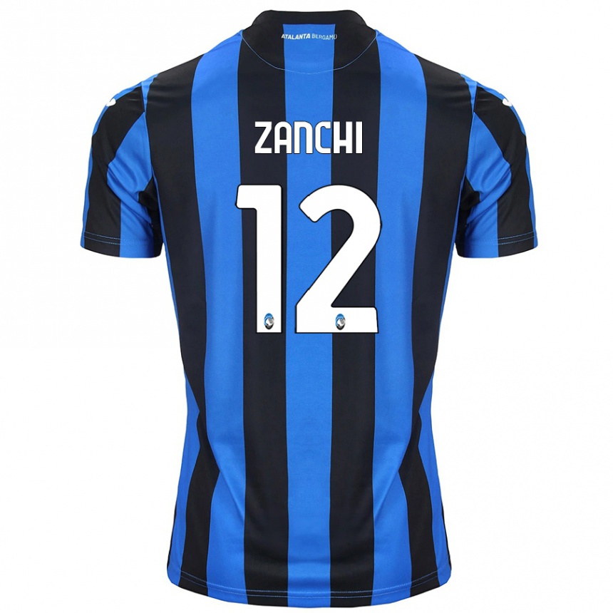 Niño Fútbol Camiseta Edoardo Zanchi #12 Azul Negro 1ª Equipación 2024/25