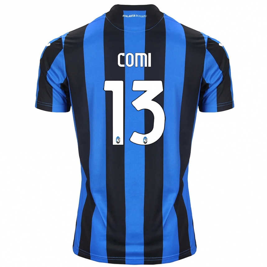 Niño Fútbol Camiseta Pietro Comi #13 Azul Negro 1ª Equipación 2024/25