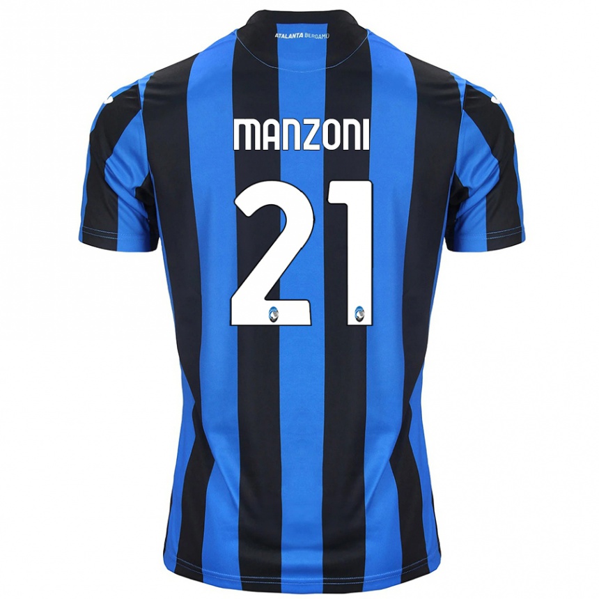 Niño Fútbol Camiseta Alberto Manzoni #21 Azul Negro 1ª Equipación 2024/25