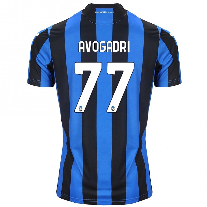 Niño Fútbol Camiseta Lorenzo Avogadri #77 Azul Negro 1ª Equipación 2024/25