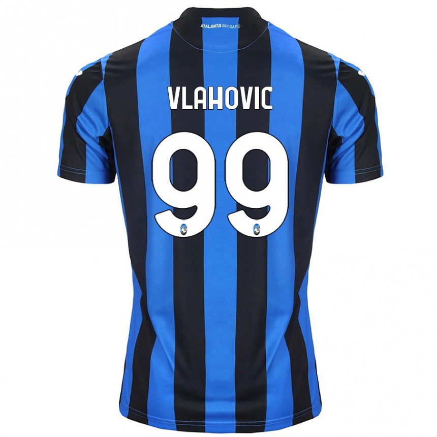 Niño Fútbol Camiseta Vanja Vlahovic #99 Azul Negro 1ª Equipación 2024/25