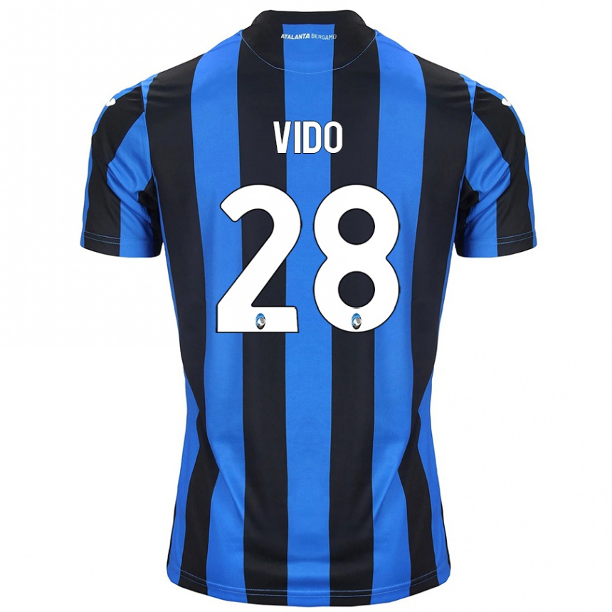 Niño Fútbol Camiseta Luca Vido #28 Azul Negro 1ª Equipación 2024/25