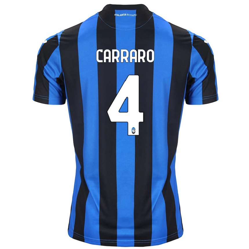 Niño Fútbol Camiseta Marco Carraro #4 Azul Negro 1ª Equipación 2024/25