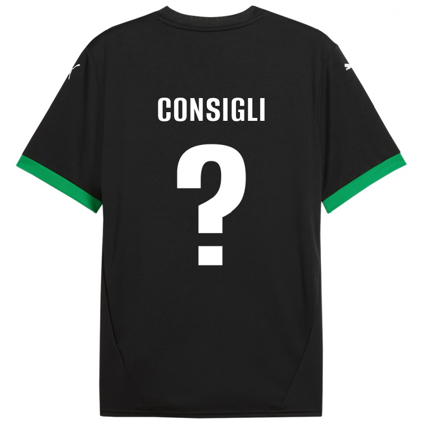 Niño Fútbol Camiseta Andrea Consigli #0 Negro Verde Oscuro 1ª Equipación 2024/25