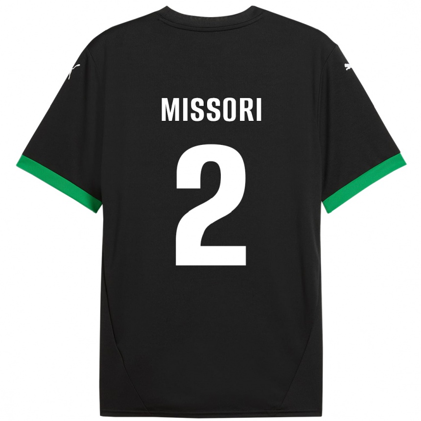 Niño Fútbol Camiseta Filippo Missori #2 Negro Verde Oscuro 1ª Equipación 2024/25