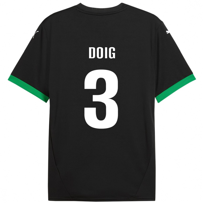 Niño Fútbol Camiseta Josh Doig #3 Negro Verde Oscuro 1ª Equipación 2024/25