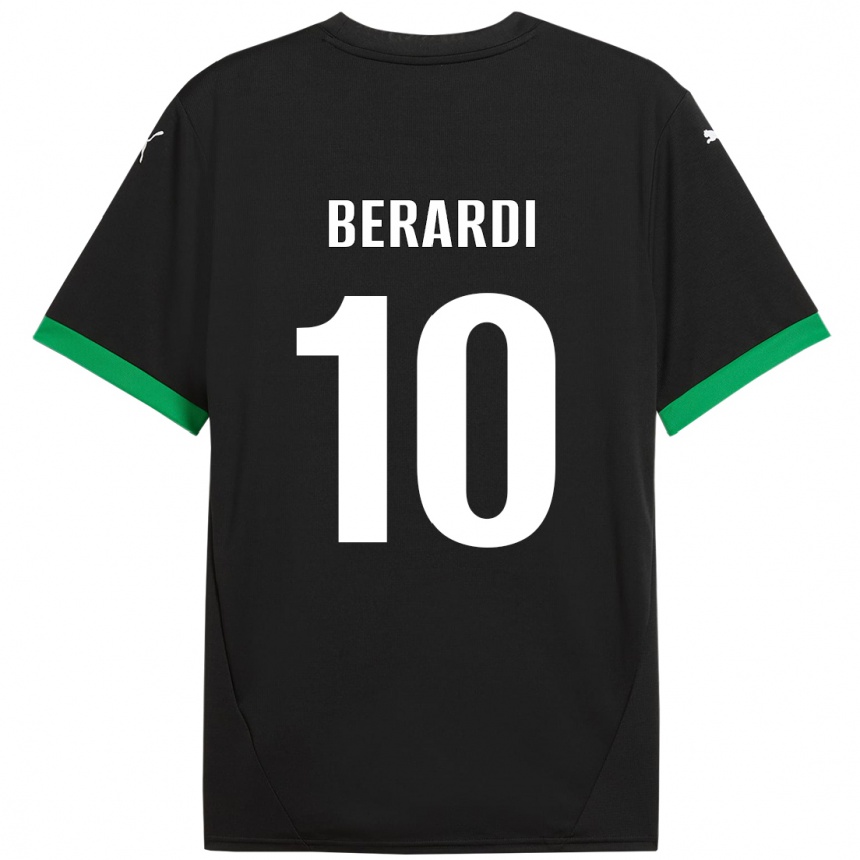 Niño Fútbol Camiseta Domenico Berardi #10 Negro Verde Oscuro 1ª Equipación 2024/25