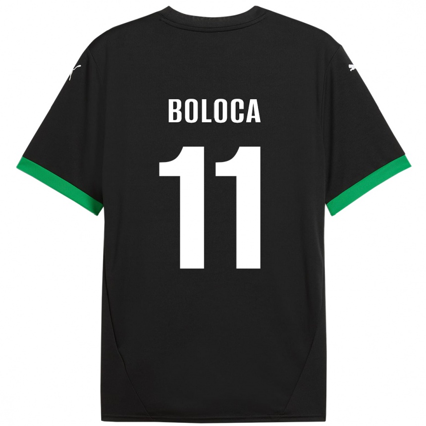 Niño Fútbol Camiseta Daniel Boloca #11 Negro Verde Oscuro 1ª Equipación 2024/25