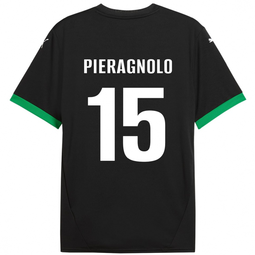 Niño Fútbol Camiseta Edoardo Pieragnolo #15 Negro Verde Oscuro 1ª Equipación 2024/25