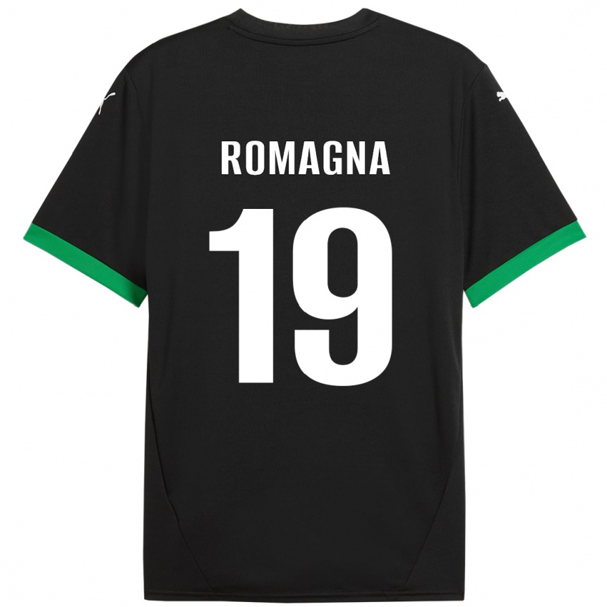 Niño Fútbol Camiseta Filippo Romagna #19 Negro Verde Oscuro 1ª Equipación 2024/25