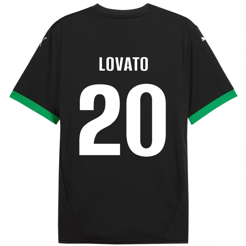 Niño Fútbol Camiseta Matteo Lovato #20 Negro Verde Oscuro 1ª Equipación 2024/25