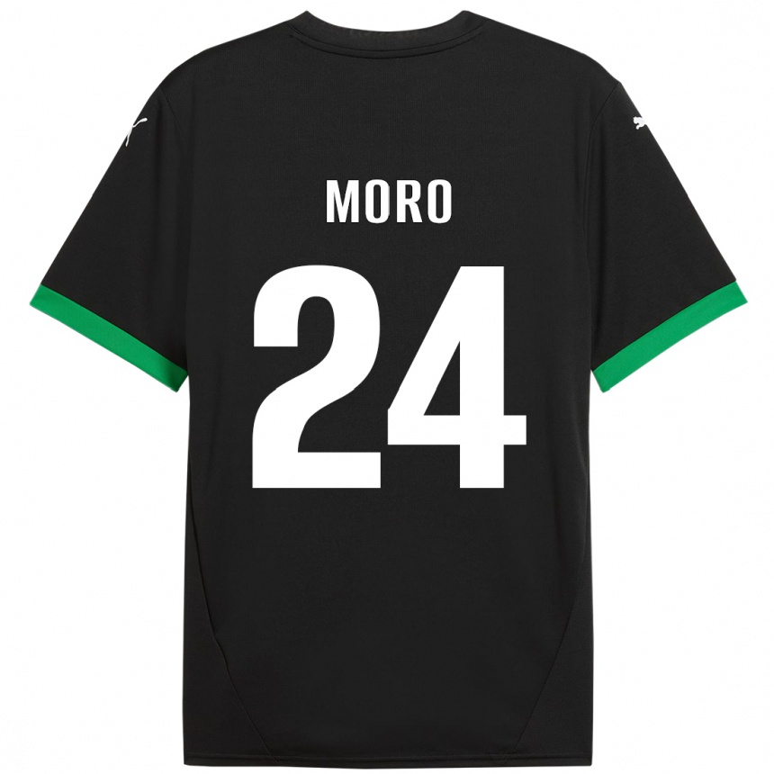 Niño Fútbol Camiseta Luca Moro #24 Negro Verde Oscuro 1ª Equipación 2024/25