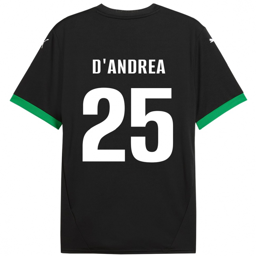 Niño Fútbol Camiseta Luca D'andrea #25 Negro Verde Oscuro 1ª Equipación 2024/25