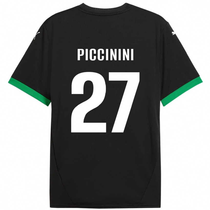 Niño Fútbol Camiseta Stefano Piccinini #27 Negro Verde Oscuro 1ª Equipación 2024/25