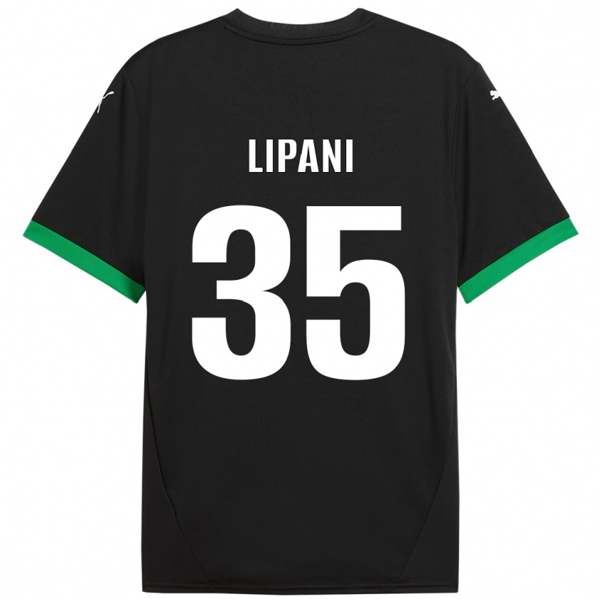 Niño Fútbol Camiseta Luca Lipani #35 Negro Verde Oscuro 1ª Equipación 2024/25