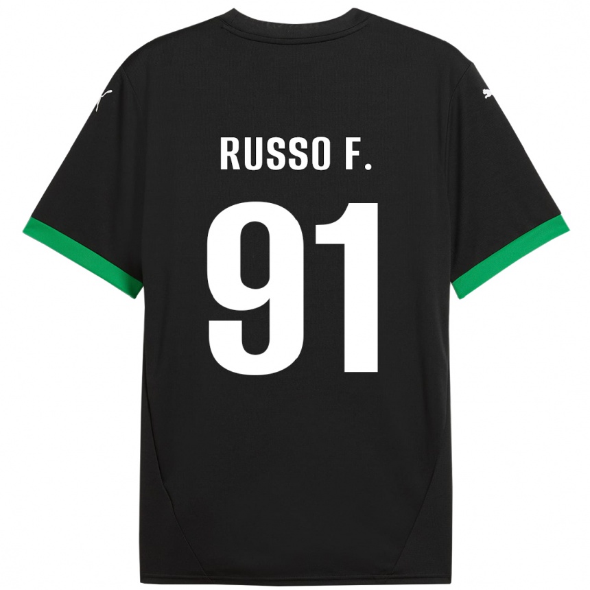 Niño Fútbol Camiseta Flavio Russo #91 Negro Verde Oscuro 1ª Equipación 2024/25