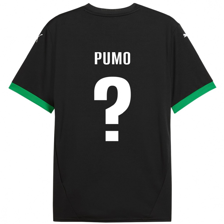 Niño Fútbol Camiseta Samuele Pumo #0 Negro Verde Oscuro 1ª Equipación 2024/25