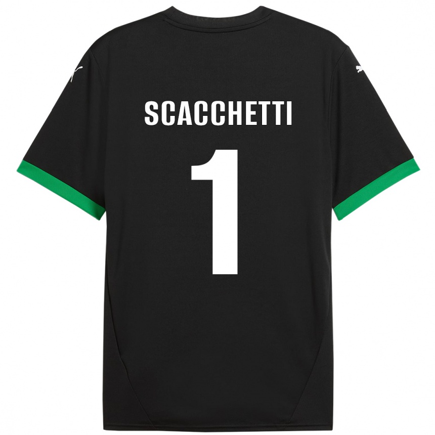 Niño Fútbol Camiseta Alessandro Scacchetti #1 Negro Verde Oscuro 1ª Equipación 2024/25