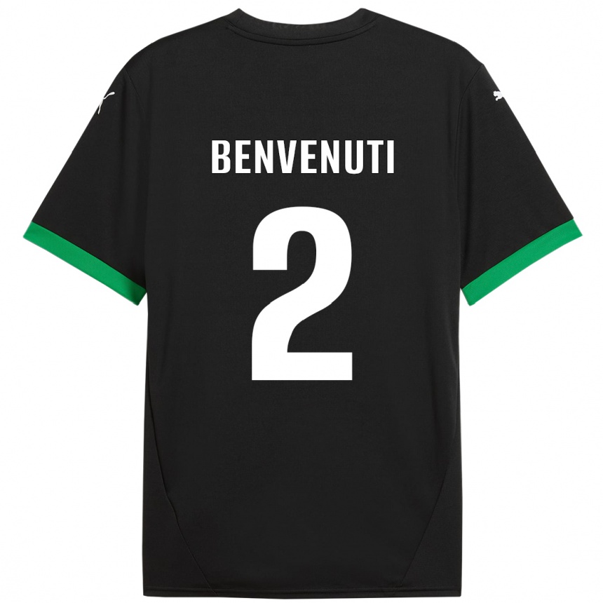 Niño Fútbol Camiseta Giacomo Benvenuti #2 Negro Verde Oscuro 1ª Equipación 2024/25