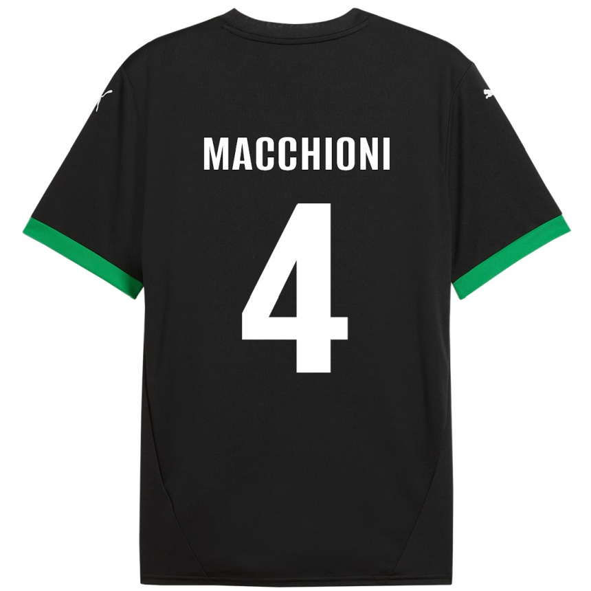 Niño Fútbol Camiseta Tommaso Macchioni #4 Negro Verde Oscuro 1ª Equipación 2024/25