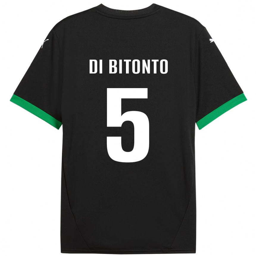 Niño Fútbol Camiseta Alessandro Di Bitonto #5 Negro Verde Oscuro 1ª Equipación 2024/25