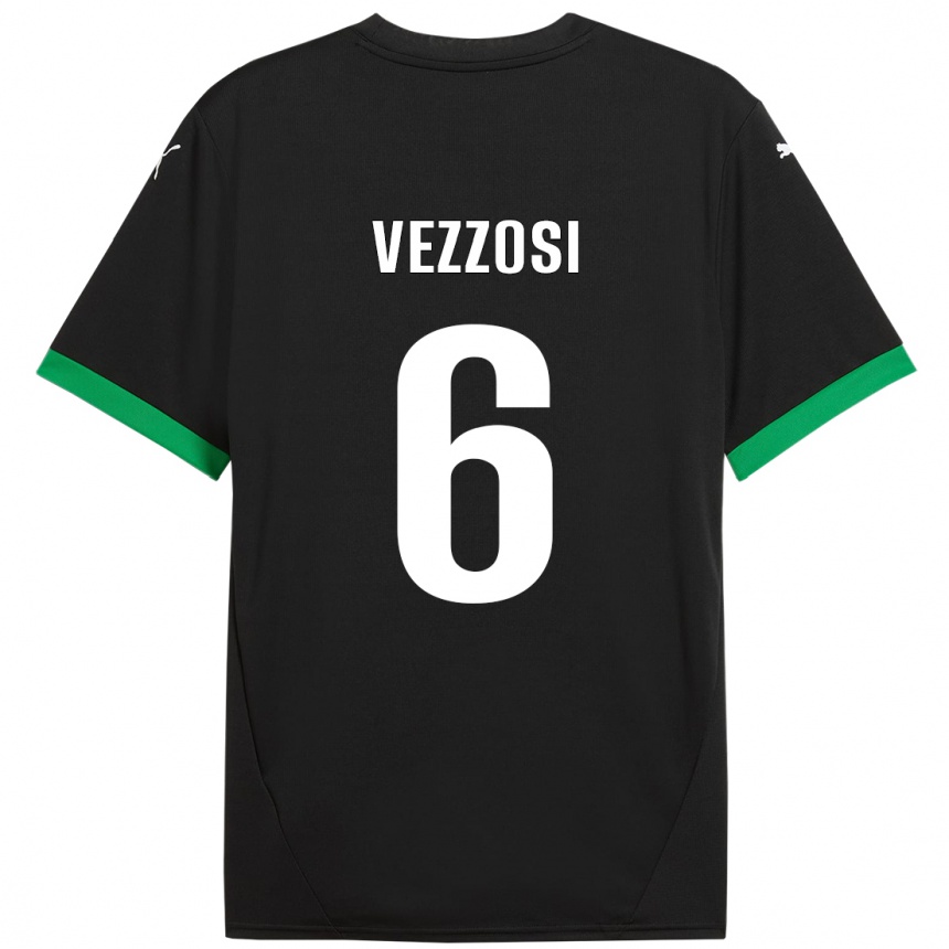 Niño Fútbol Camiseta Giorgio Vezzosi #6 Negro Verde Oscuro 1ª Equipación 2024/25