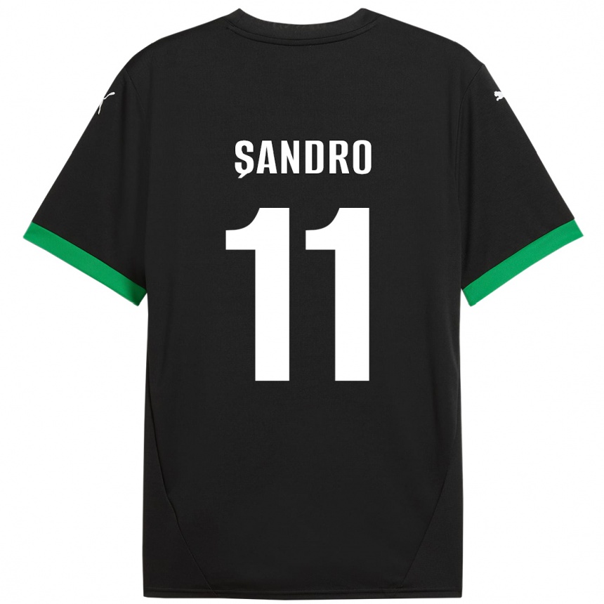 Niño Fútbol Camiseta Denis Șandro #11 Negro Verde Oscuro 1ª Equipación 2024/25