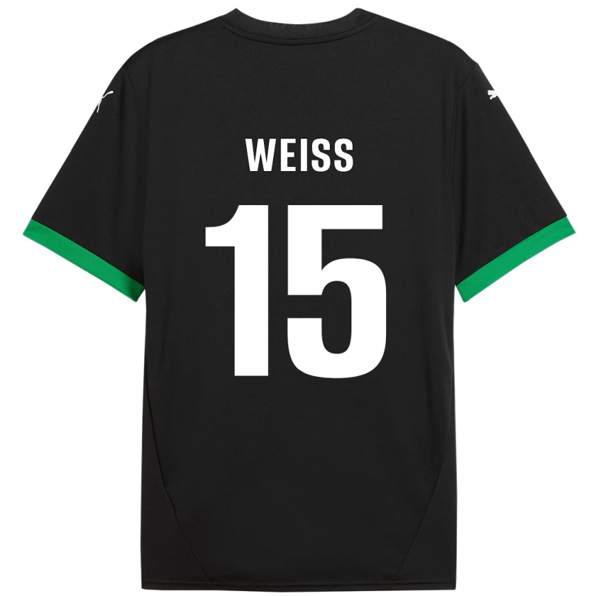 Niño Fútbol Camiseta David Weiss #15 Negro Verde Oscuro 1ª Equipación 2024/25