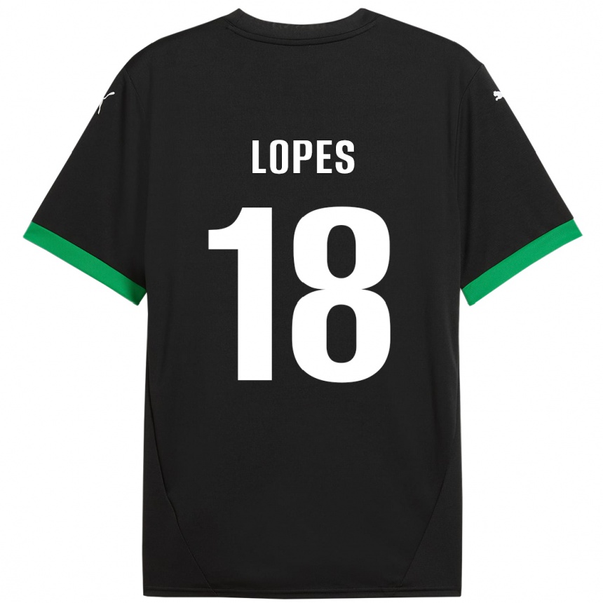 Niño Fútbol Camiseta Emerick Lopes #18 Negro Verde Oscuro 1ª Equipación 2024/25