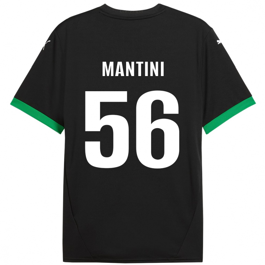 Niño Fútbol Camiseta Raffaele Mantini #56 Negro Verde Oscuro 1ª Equipación 2024/25