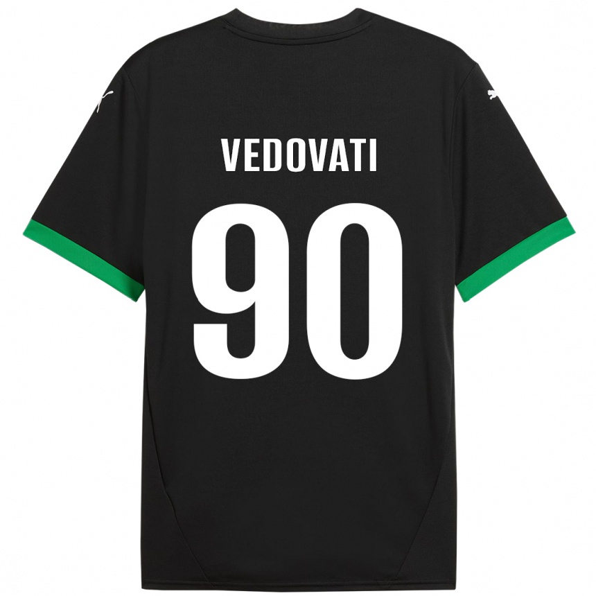 Niño Fútbol Camiseta Gabriele Vedovati #90 Negro Verde Oscuro 1ª Equipación 2024/25