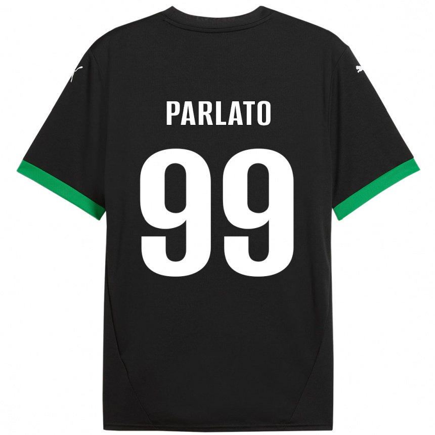 Niño Fútbol Camiseta Claudio Parlato #99 Negro Verde Oscuro 1ª Equipación 2024/25