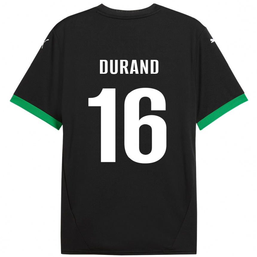 Niño Fútbol Camiseta Solène Durand #16 Negro Verde Oscuro 1ª Equipación 2024/25