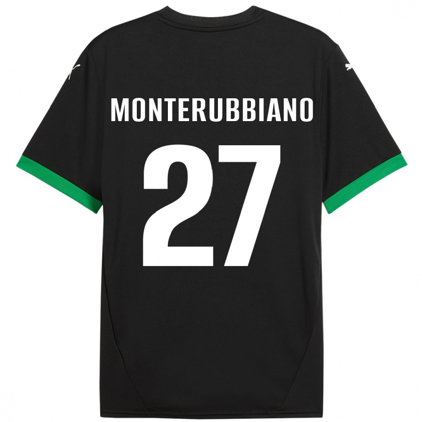 Niño Fútbol Camiseta Valeria Monterubbiano #27 Negro Verde Oscuro 1ª Equipación 2024/25