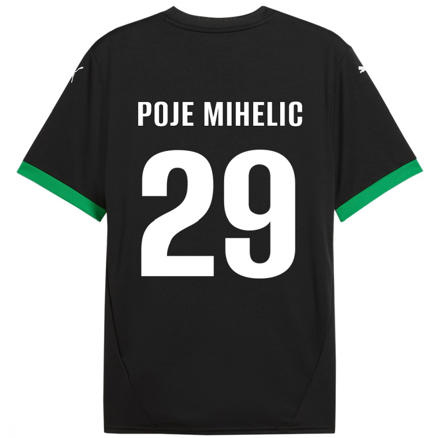 Niño Fútbol Camiseta Naja Poje Mihelič #29 Negro Verde Oscuro 1ª Equipación 2024/25