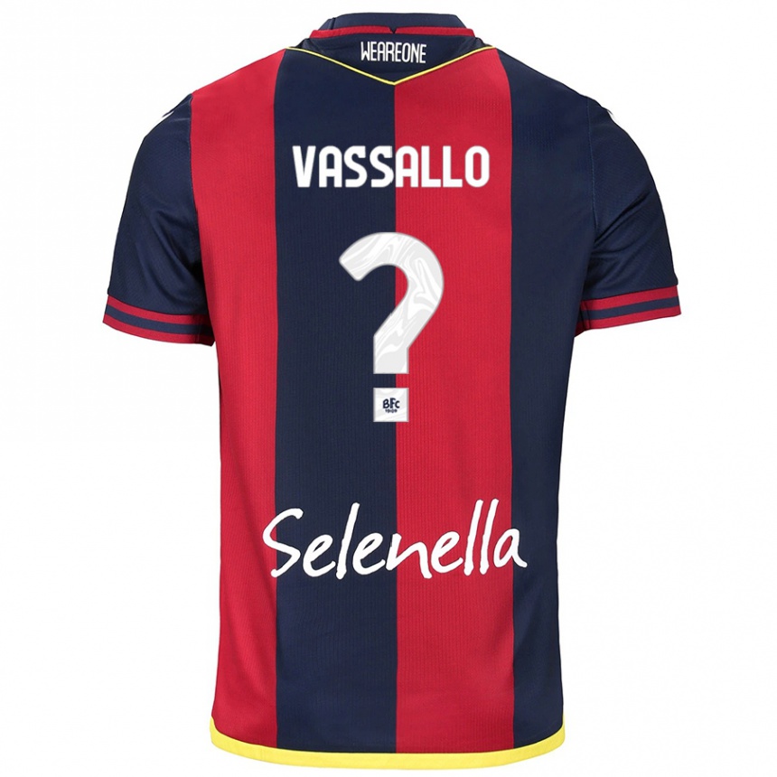 Niño Fútbol Camiseta Giacomo Vassallo #0 Rojo Azul Real 1ª Equipación 2024/25