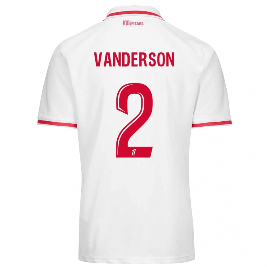 Niño Fútbol Camiseta Vanderson #2 Blanco Rojo 1ª Equipación 2024/25