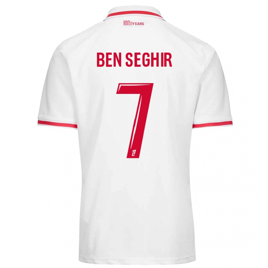 Niño Fútbol Camiseta Eliesse Ben Seghir #7 Blanco Rojo 1ª Equipación 2024/25