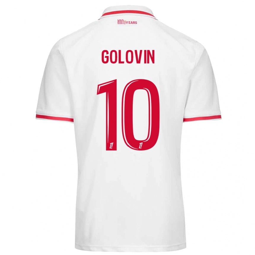 Niño Fútbol Camiseta Aleksandr Golovin #10 Blanco Rojo 1ª Equipación 2024/25