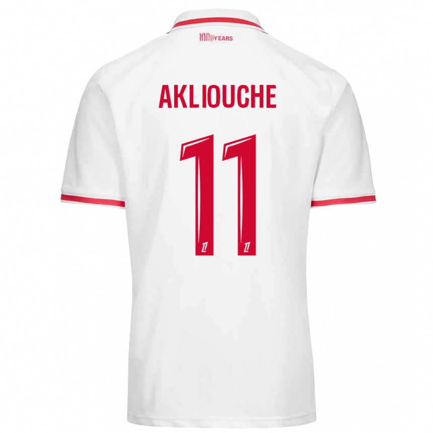 Niño Fútbol Camiseta Maghnes Akliouche #11 Blanco Rojo 1ª Equipación 2024/25