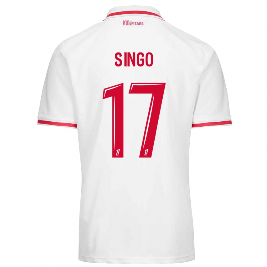 Niño Fútbol Camiseta Wilfried Singo #17 Blanco Rojo 1ª Equipación 2024/25