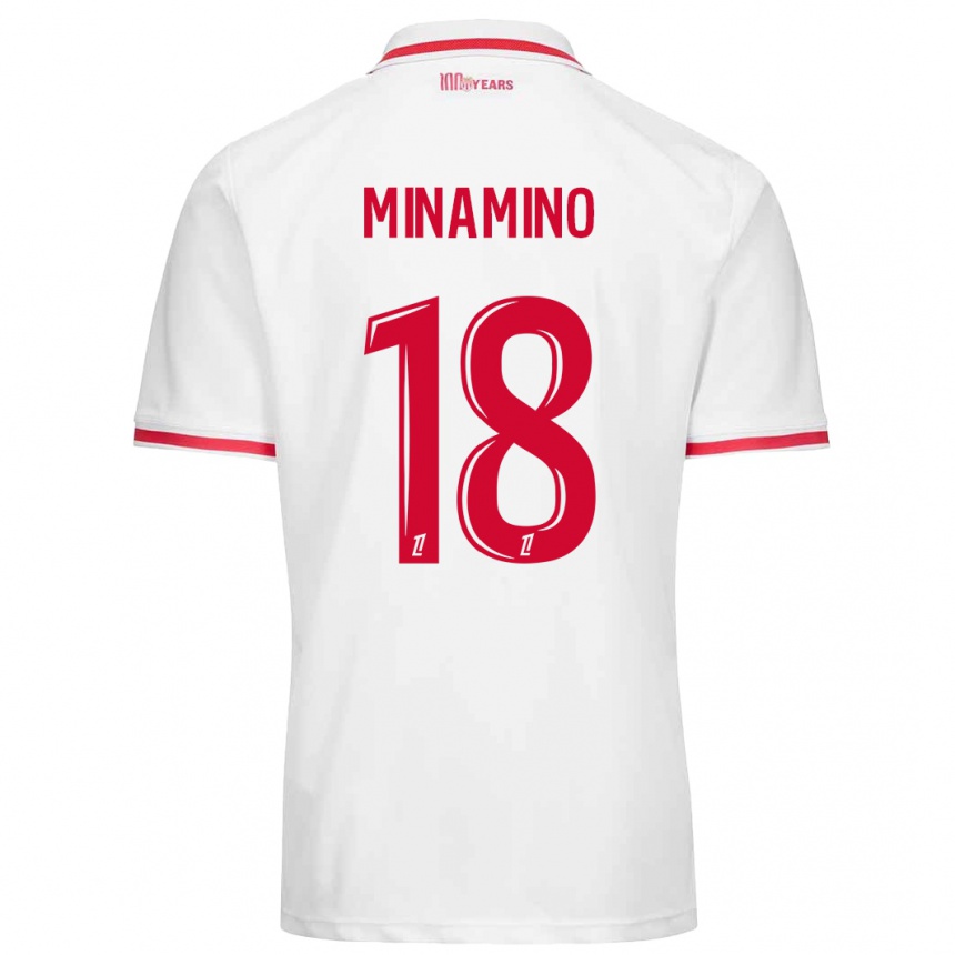 Niño Fútbol Camiseta Takumi Minamino #18 Blanco Rojo 1ª Equipación 2024/25