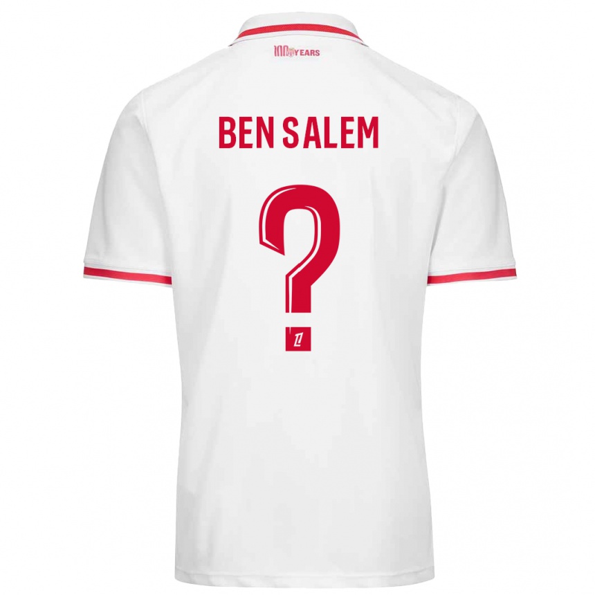 Niño Fútbol Camiseta Oualid Ben Salem #0 Blanco Rojo 1ª Equipación 2024/25