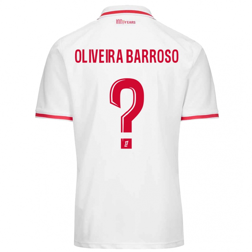 Niño Fútbol Camiseta Mickael Oliveira Barroso #0 Blanco Rojo 1ª Equipación 2024/25