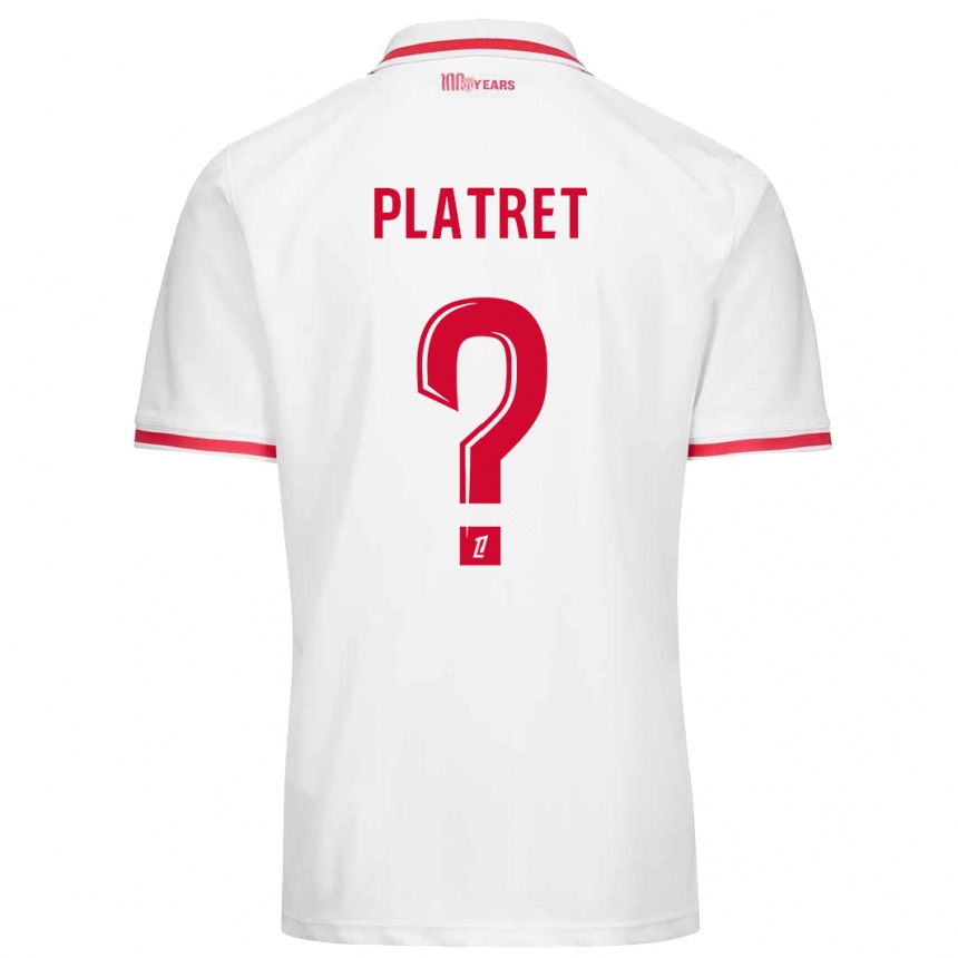 Niño Fútbol Camiseta Aurélien Platret #0 Blanco Rojo 1ª Equipación 2024/25