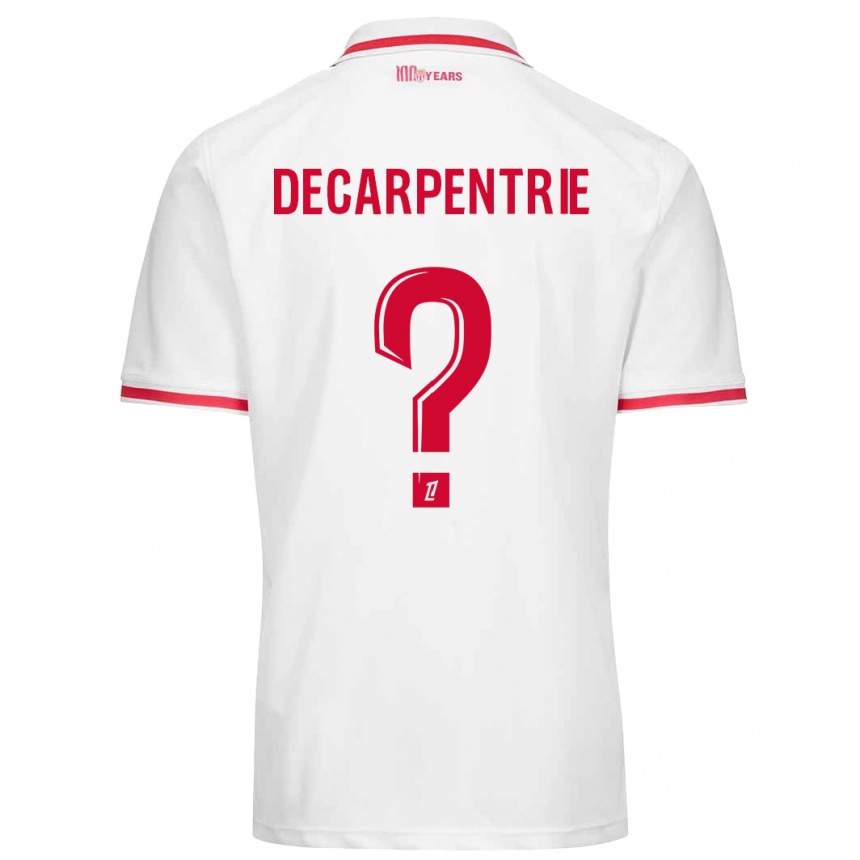 Niño Fútbol Camiseta Valentin Decarpentrie #0 Blanco Rojo 1ª Equipación 2024/25