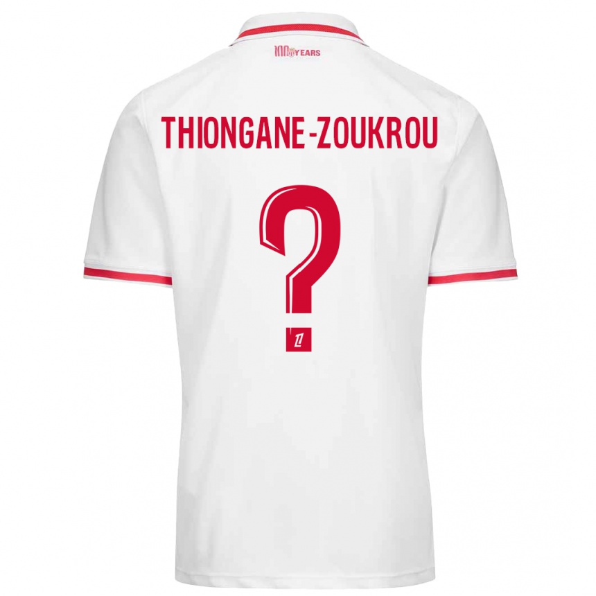 Niño Fútbol Camiseta Ackah-Tidiane Thiongane-Zoukrou #0 Blanco Rojo 1ª Equipación 2024/25