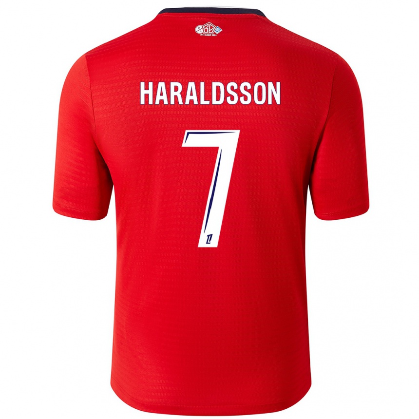 Niño Fútbol Camiseta Hákon Arnar Haraldsson #7 Rojo Blanco 1ª Equipación 2024/25