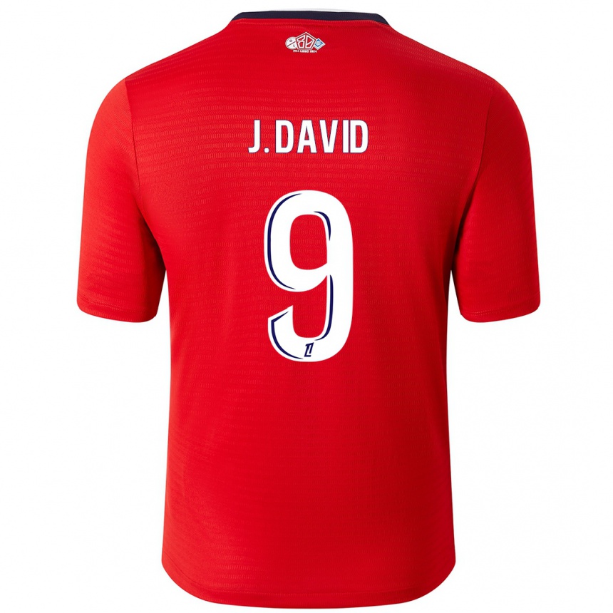 Niño Fútbol Camiseta Jonathan David #9 Rojo Blanco 1ª Equipación 2024/25