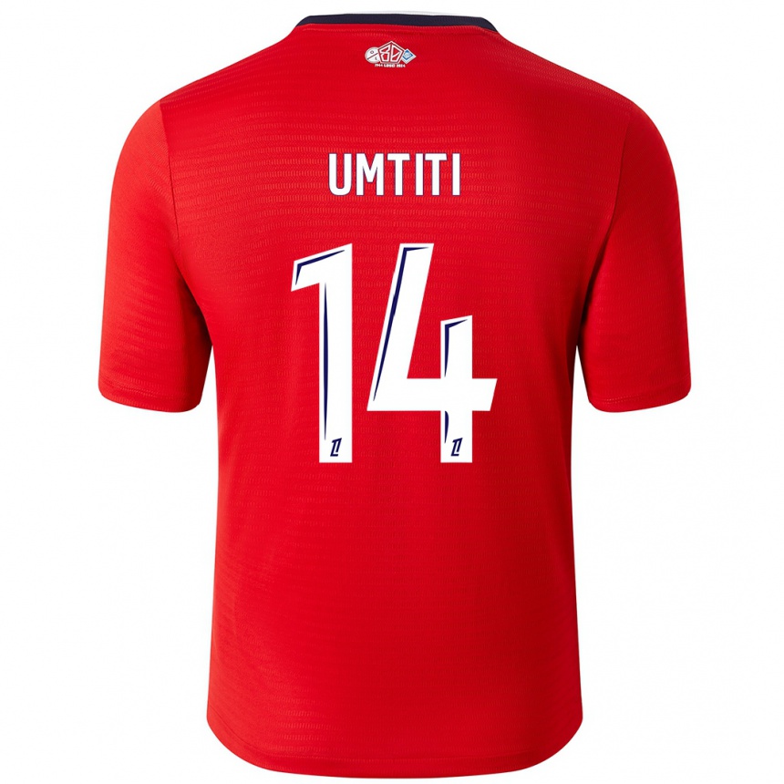 Niño Fútbol Camiseta Samuel Umtiti #14 Rojo Blanco 1ª Equipación 2024/25